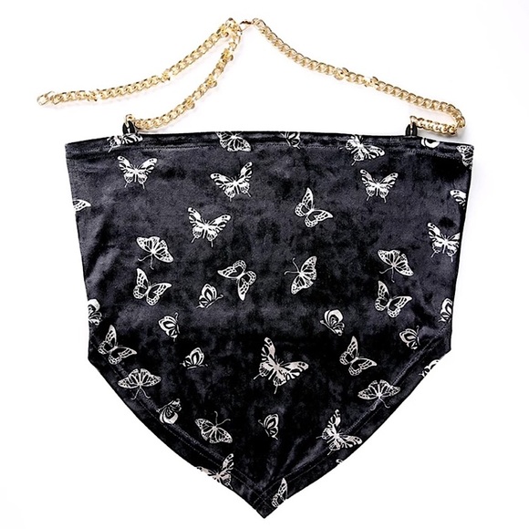 Velvet butterfly chain halter top - Picture 11 of 16